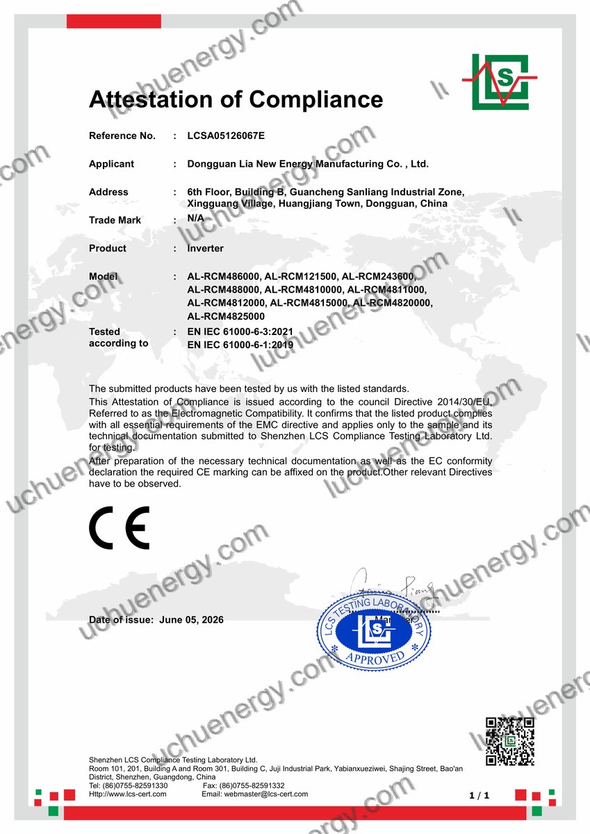 CE (Conformité Européenne) — AL-RCM 48V 6000 — CE Certificate